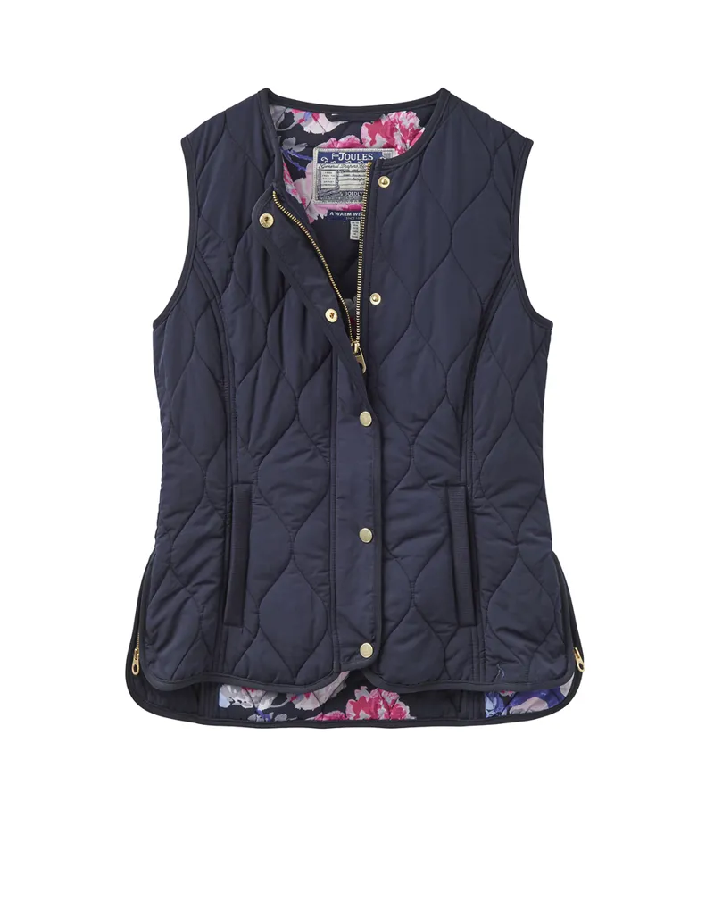 Joules Jinty Ladies Collarless Gilet Size 6 - Navy