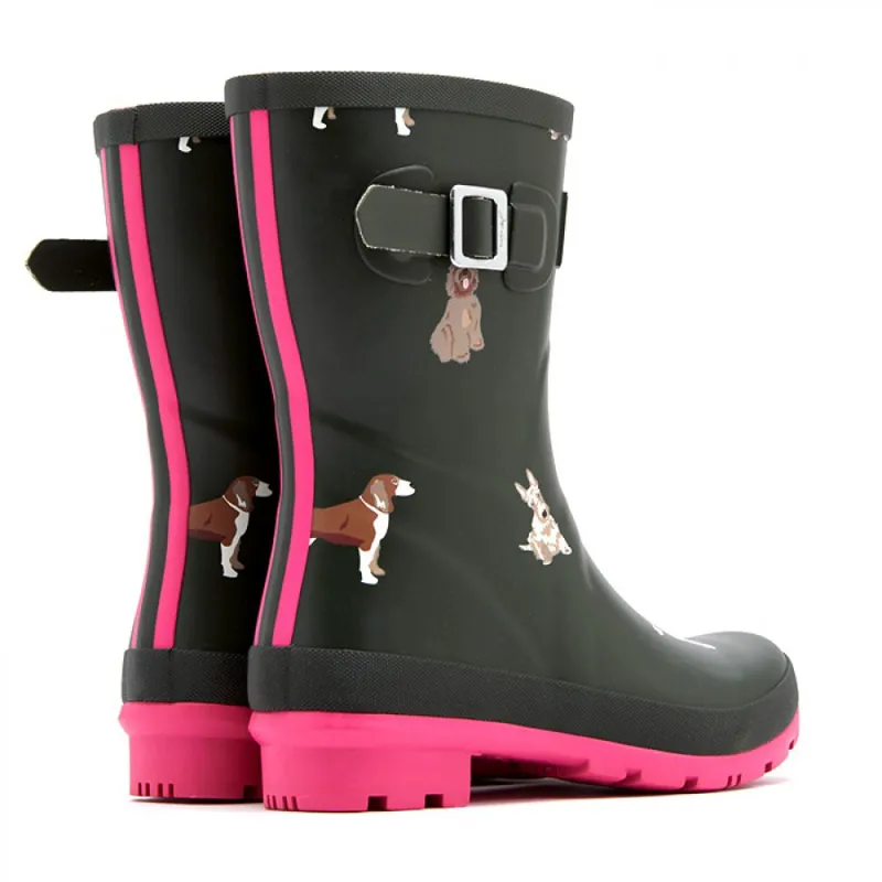Joules Molly Mid Height Wellies - Olive Fido Dog-1