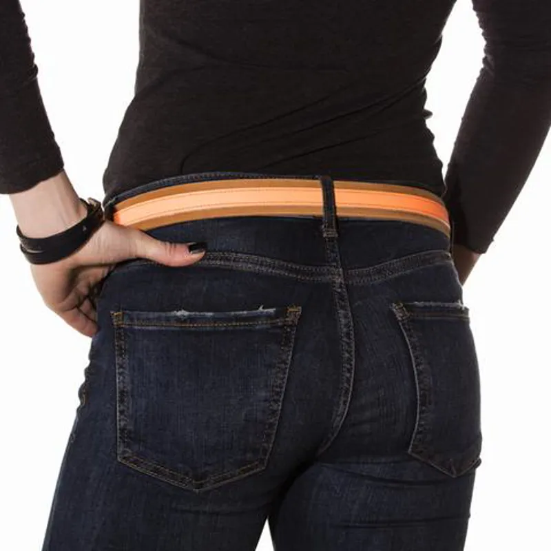 Annabel Brocks Leather Contrast Belt - Neon Orange-1