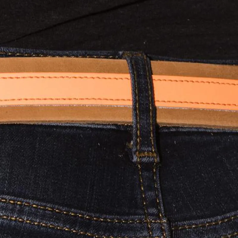 Annabel Brocks Leather Contrast Belt - Neon Orange-2