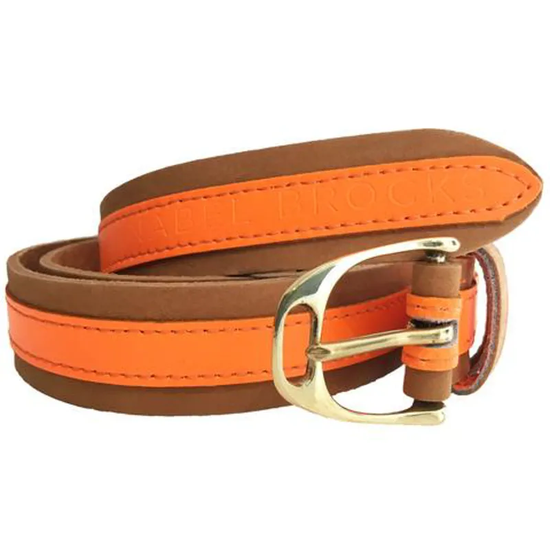 Annabel Brocks Leather Contrast Belt - Neon Orange