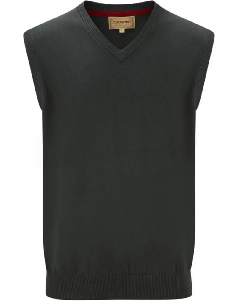 Schoffel Cotton/Cashmere Sleeveless V Neck - Forest Green SIZE M