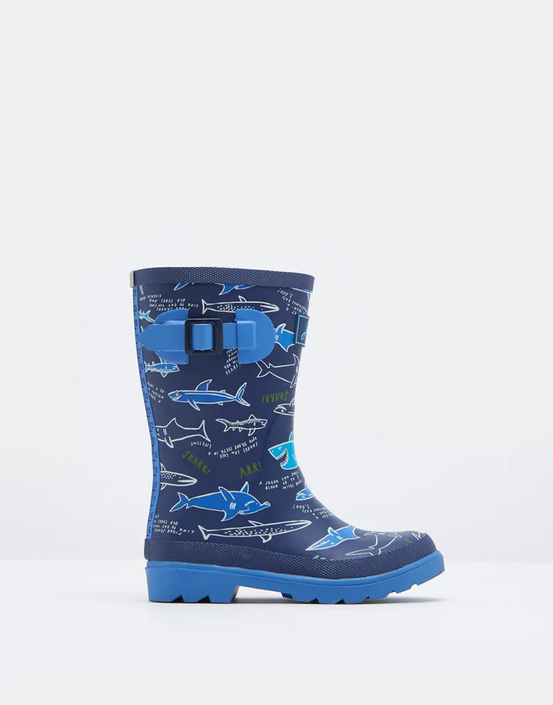 Joules Kids Printed Welly - Navy Shark Fact
