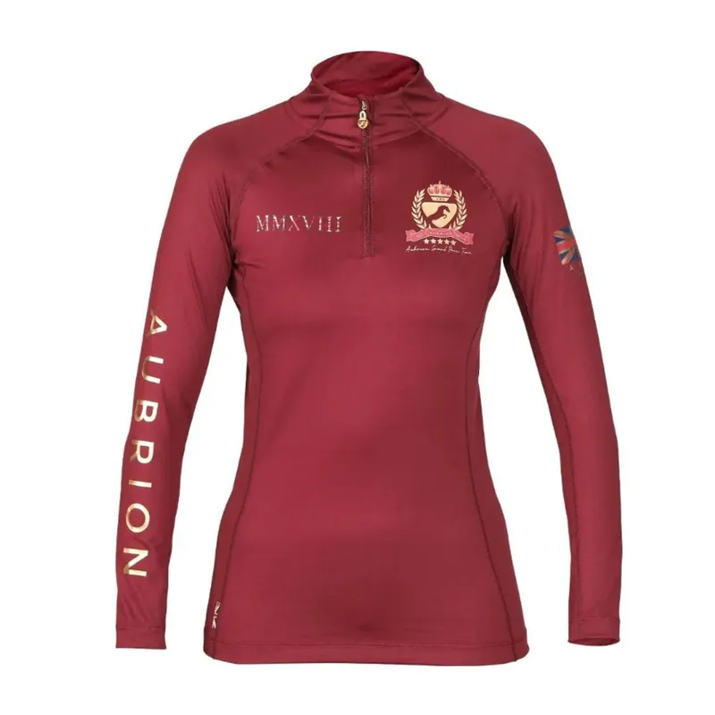 Shires Aubrion Team Long Sleeve Base Layer - Burgundy