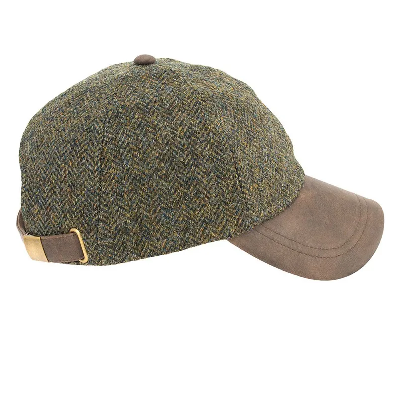 Heather Hats Tyndrum British Tweed Baseball Cap - Green Herringbone-1