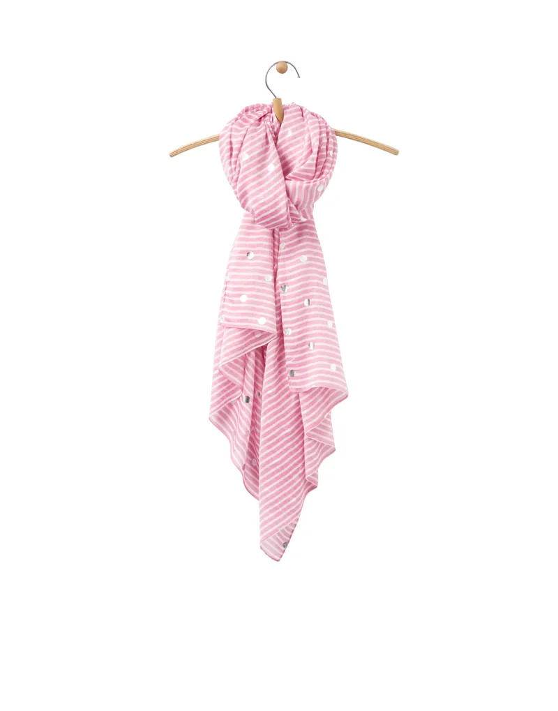 Joules Orna Foil Printed Scarf - Pink Silver Spot