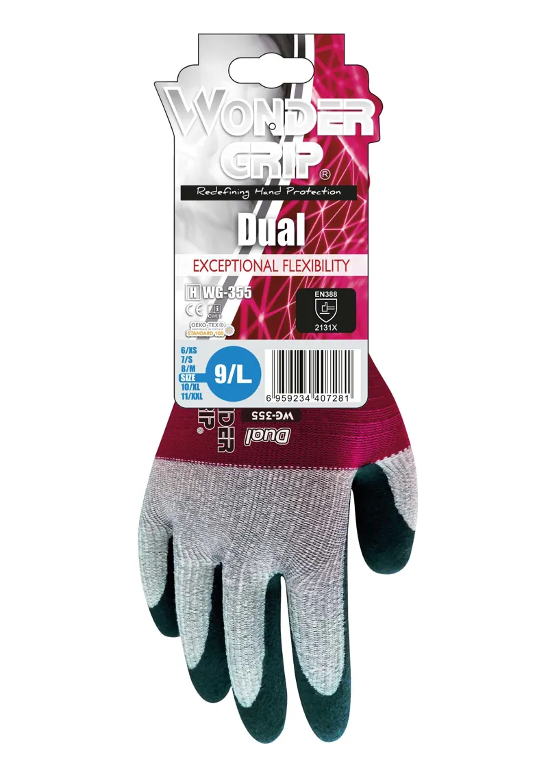 Wonder Grip 355 Dual Glove - Red/Grey-2