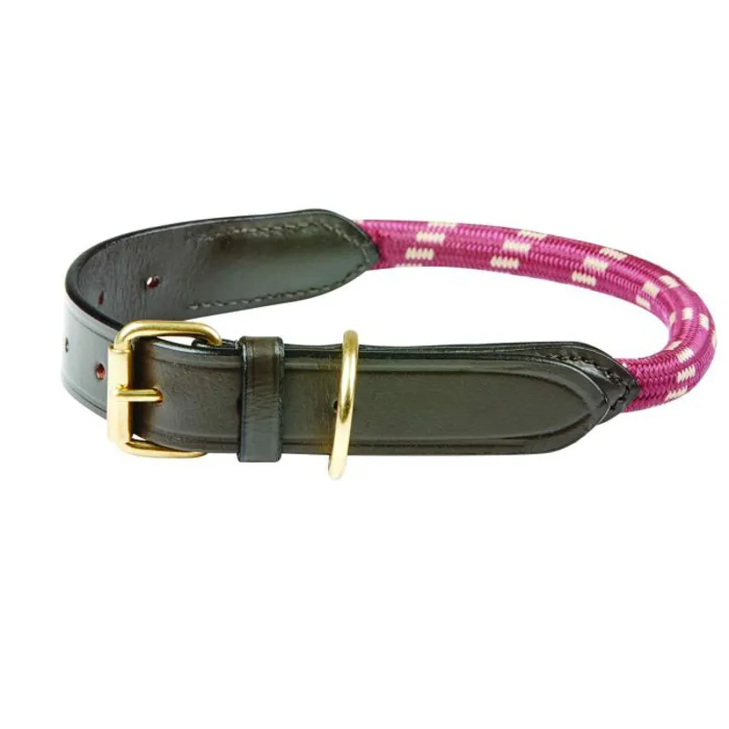 Weatherbeeta Rope Leather Dog Collar - Medium-1