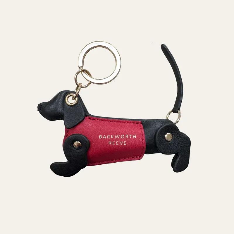 Barkworth Reeve Sausage Dog Keyring - Black/Red-1