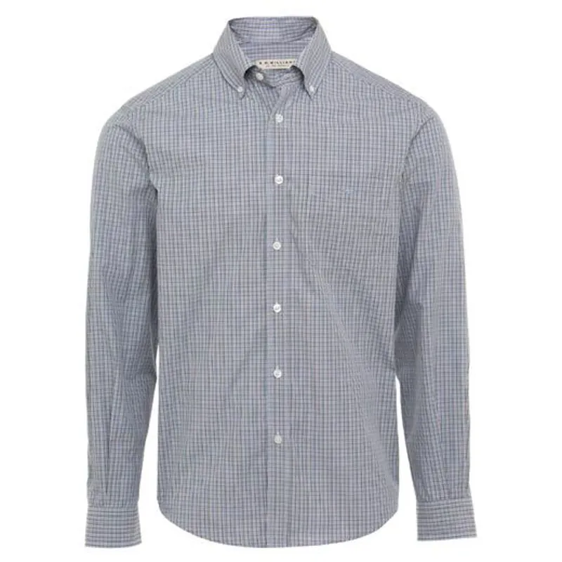 R.M.Williams Collins Shirt Regular Fit - Blue/Brown/Navy Poplin Check-1