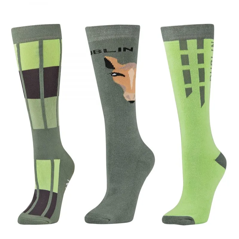 Dublin Socks - 3 Pack - Basil Green Horse Face
