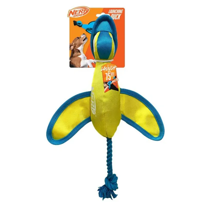 Nerf Dog Crinkle Wing Launching Duck Yellow/ Blue