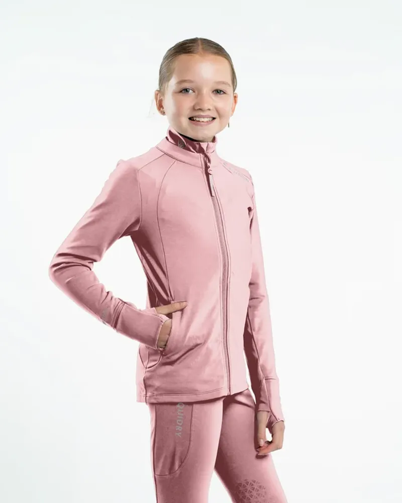Equidry Children's Water Repellent Zip Up Top Pale Pink/ Grey