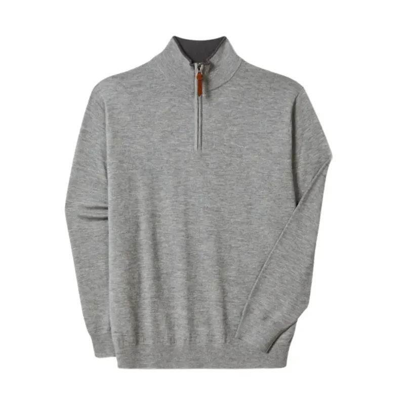 RMW Ernest Gents 1/4 Zip Sweater - Pale Grey
