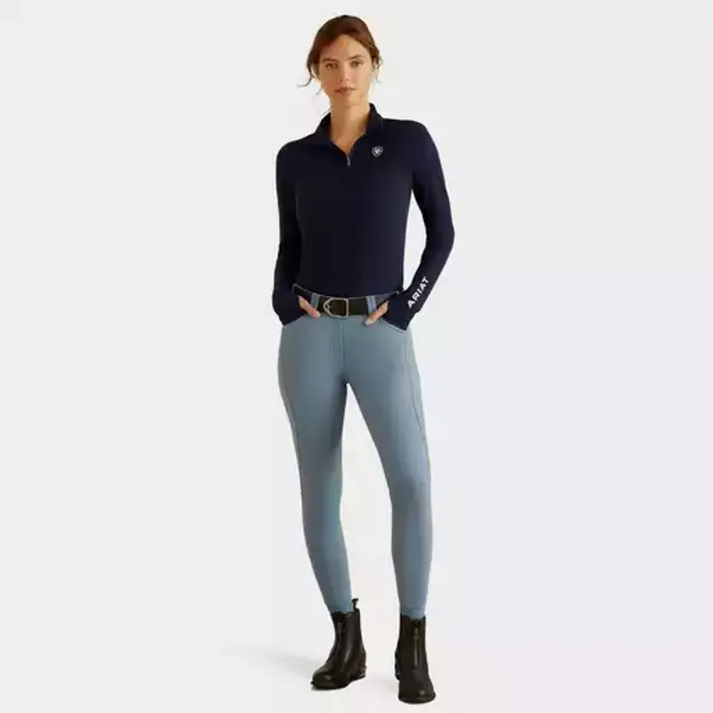 Ariat Ladies Lowell 3.0 1/4 Zip LS Baselayer - Navy Eclipse-2