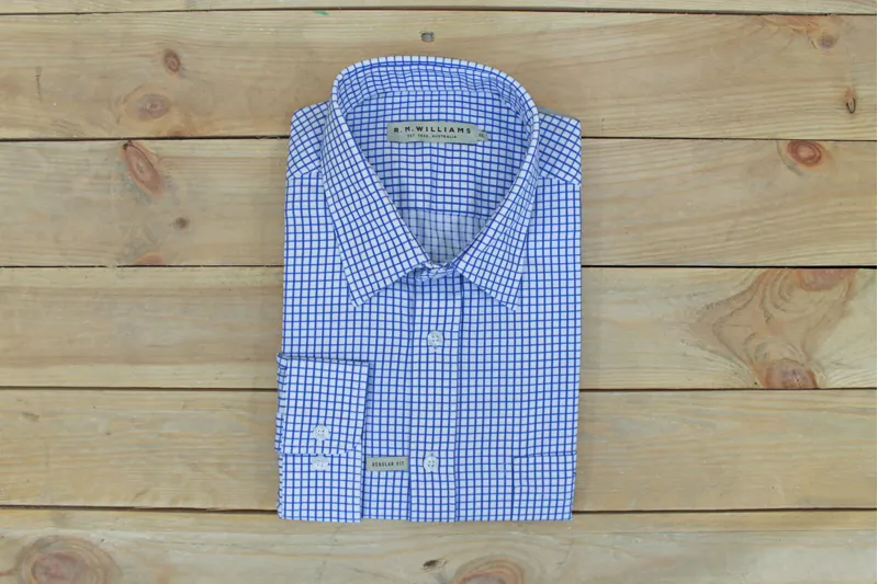 R.M.Williams Collins Shirt - Small Blue Check