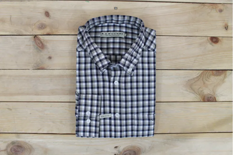 RMW Collins Gents Shirt Regular Fit - Navy/White/Brown