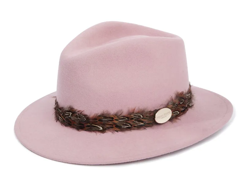 Hicks and Brown Suffolk Fedora Pheasant Wrap - Dusty Pink