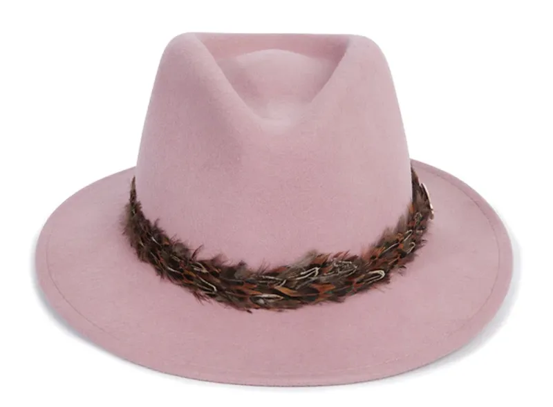 Hicks and Brown Suffolk Fedora Pheasant Wrap - Dusty Pink-1