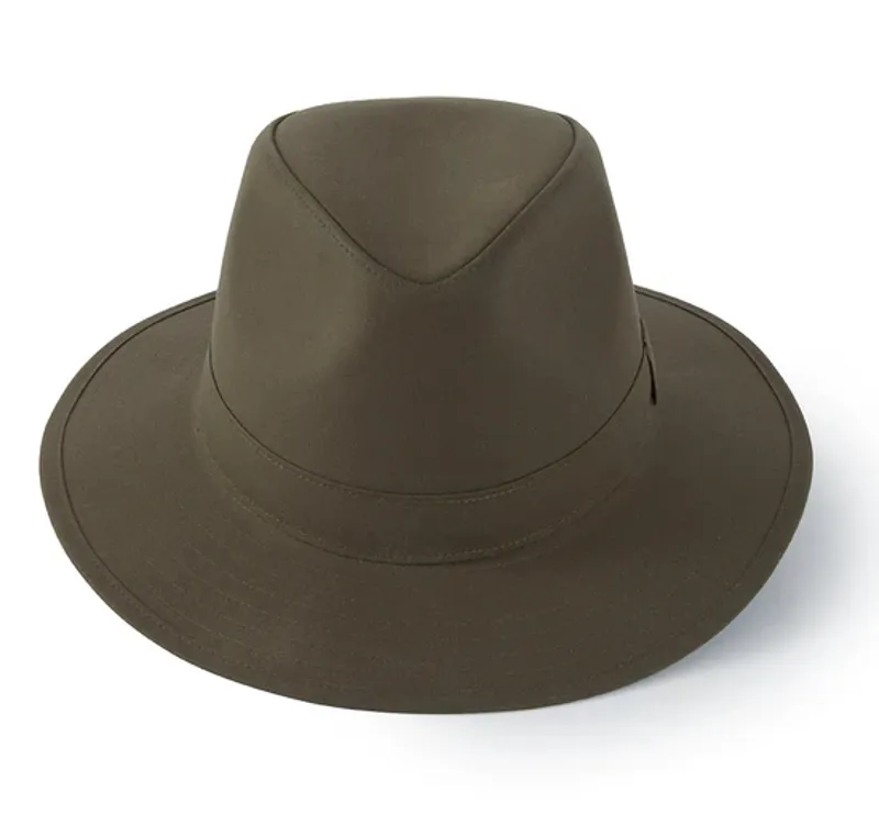 Hicks and Brown Darsham Wax Fedora - Olive Green-2