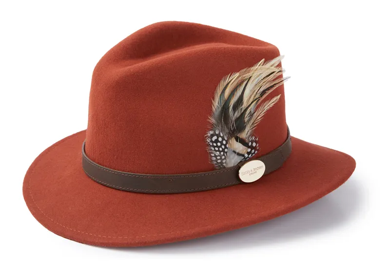 Hicks And Brown Suffolk Fedora Guinea and Pheasant - Cinnamon-1