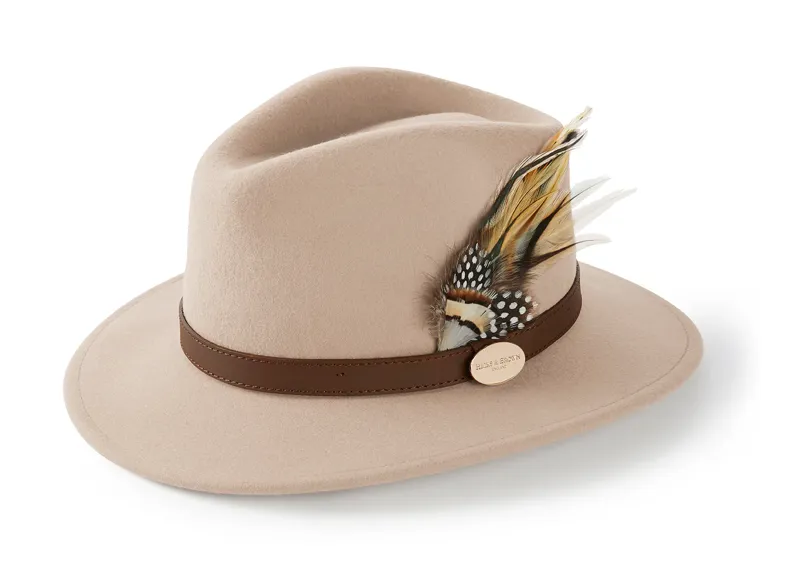 Hicks and Brown Suffolk Fedora Fawn Feather - Pebble-1