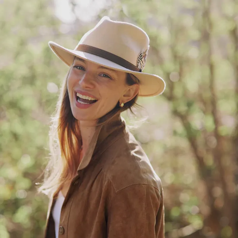 Hicks and Brown Suffolk Fedora Fawn Feather - Pebble