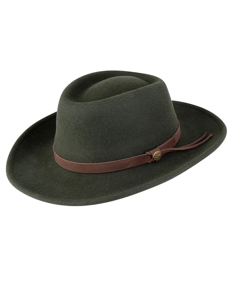 Hoggs Of Fife Perth Crushable Felt Hat - Olive