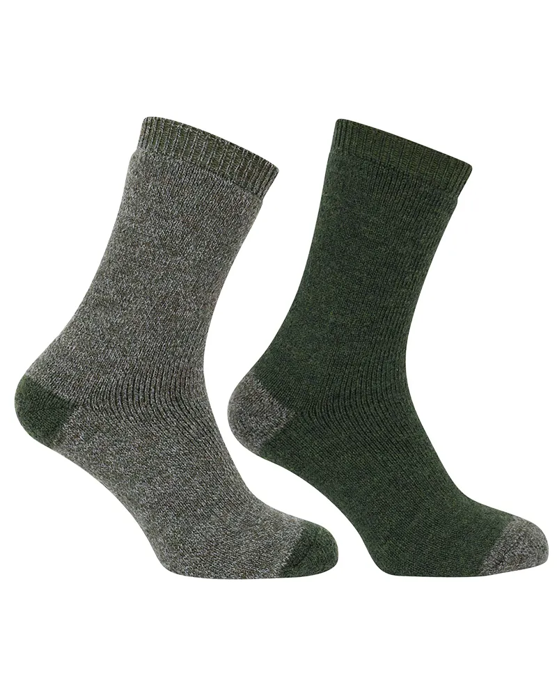 Hoggs Of Fife Country Short Sock Twin Pack - Tweed/ Loden
