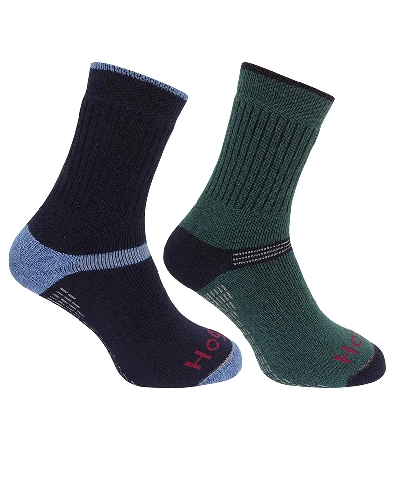Hoggs Of Fife 1905 Tech Active Socks Twin Pack - Green/Navy