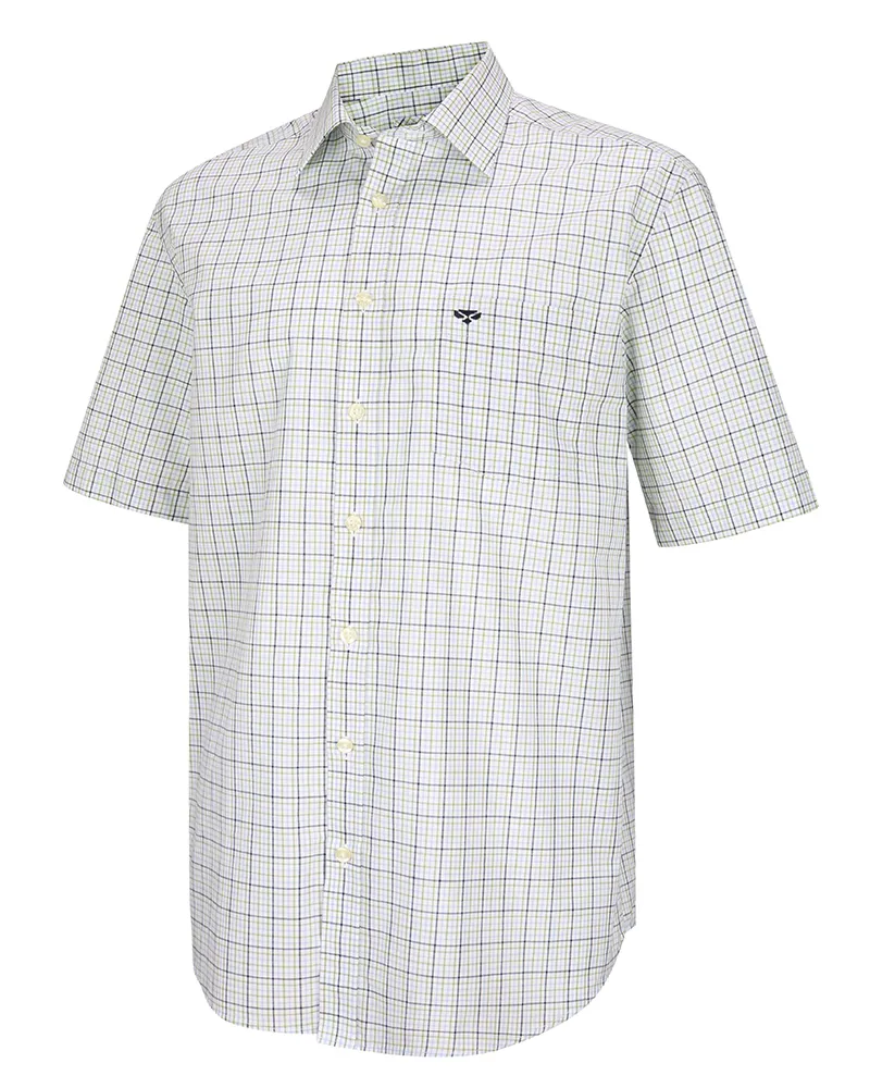 Hoggs Of Fife Muirfield Short Sleeved Shirt - Olive/Blue Check