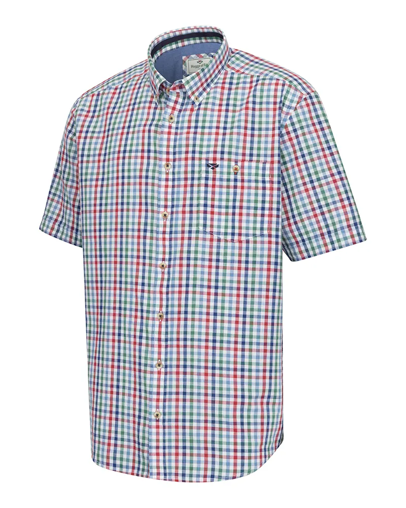 Hoggs Aberdour Short Sleeve Checked Shirt - Green/Red/Blue