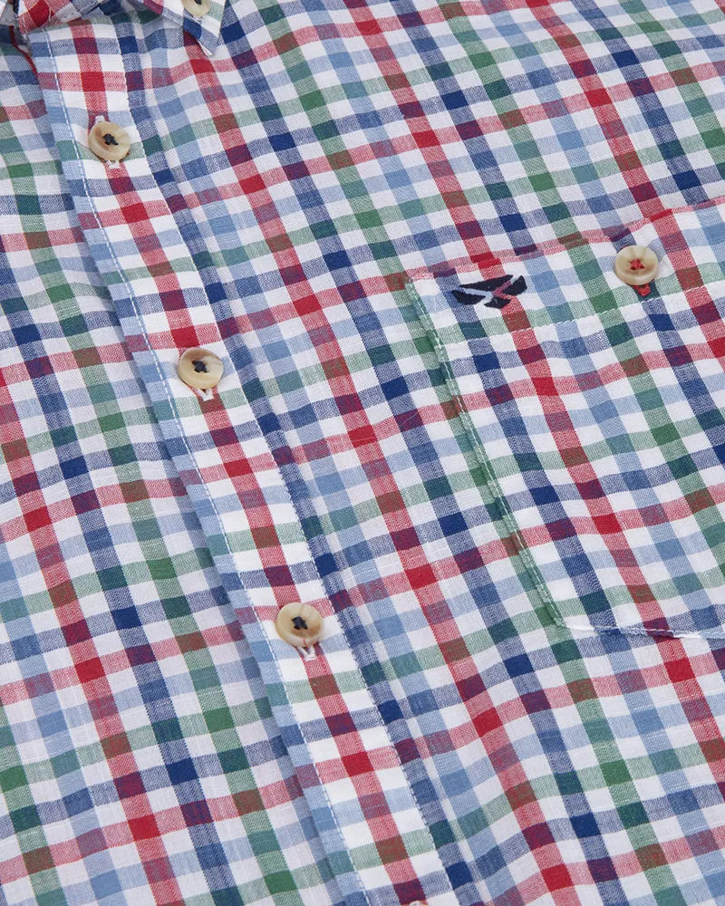 Hoggs Aberdour Short Sleeve Checked Shirt - Green/Red/Blue-1