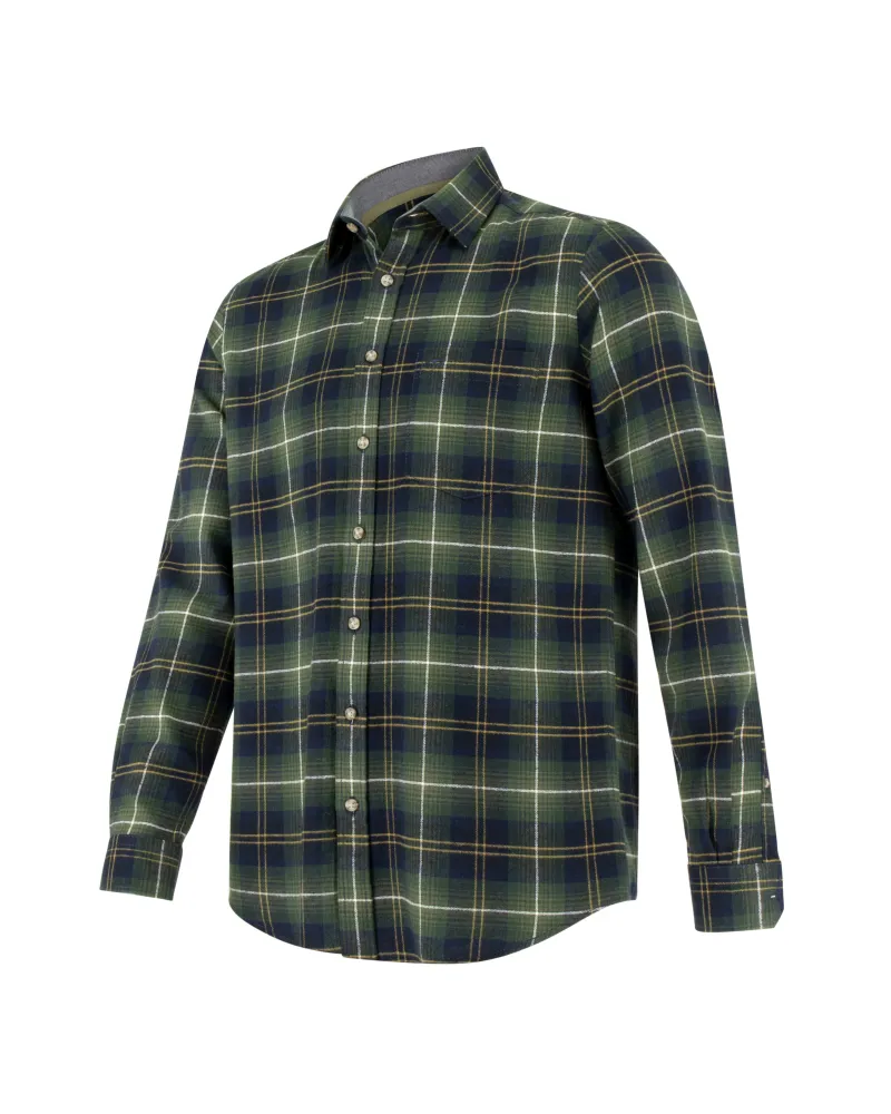 Hoggs Of Fife Pitmedden Flannel Check Shirt - Green Check