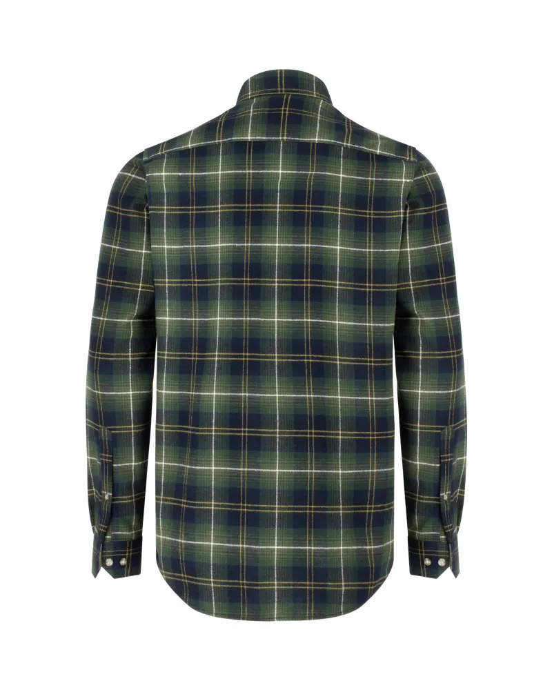 Hoggs Of Fife Pitmedden Flannel Check Shirt - Green Check-1