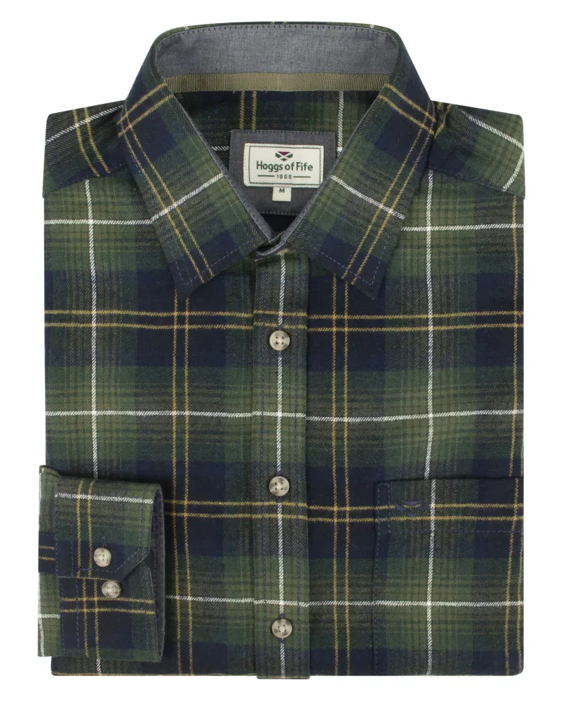 Hoggs Of Fife Pitmedden Flannel Check Shirt - Green Check-2