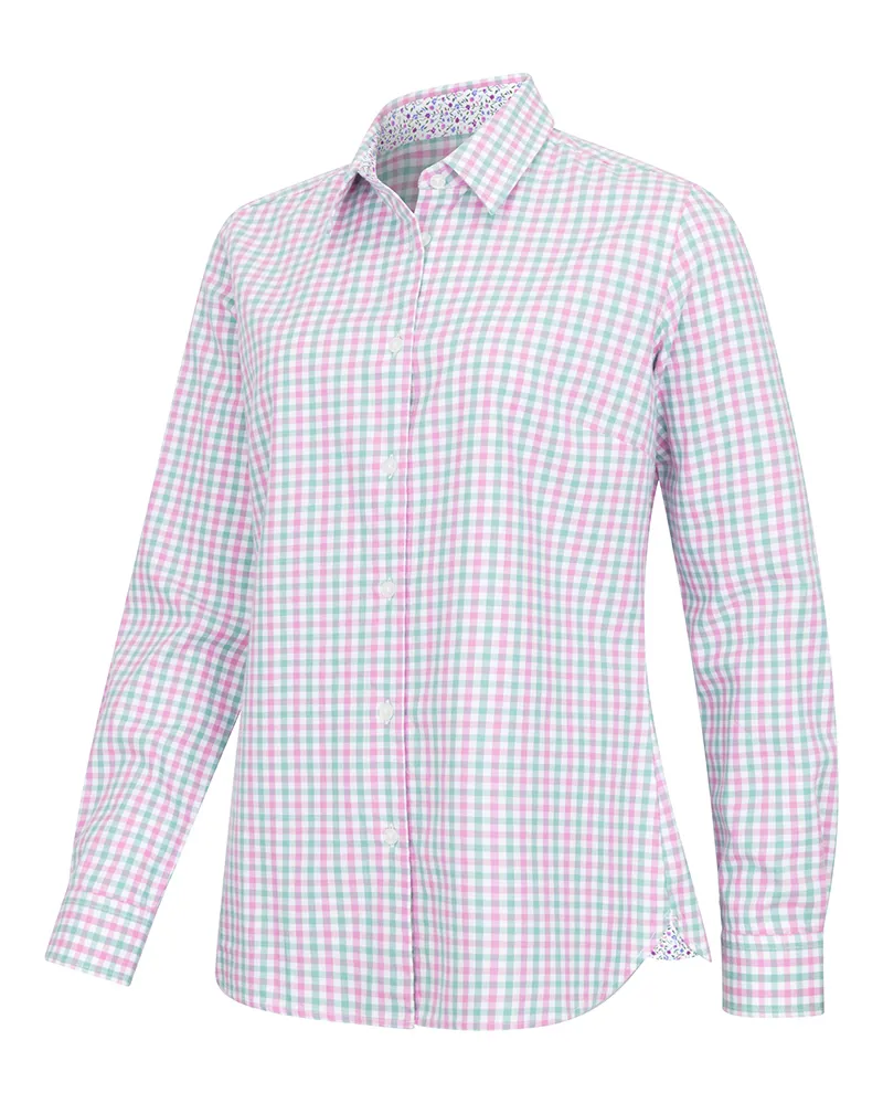 Hoggs Becky II Ladies Cotton Shirt - Seafoam/Candy