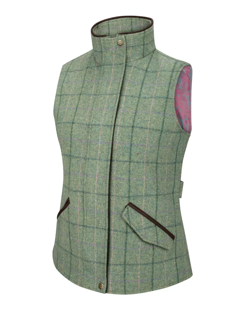Hoggs Of Fife Roslin Ladies Tech Tweed Waistcoat - Spring Bracken