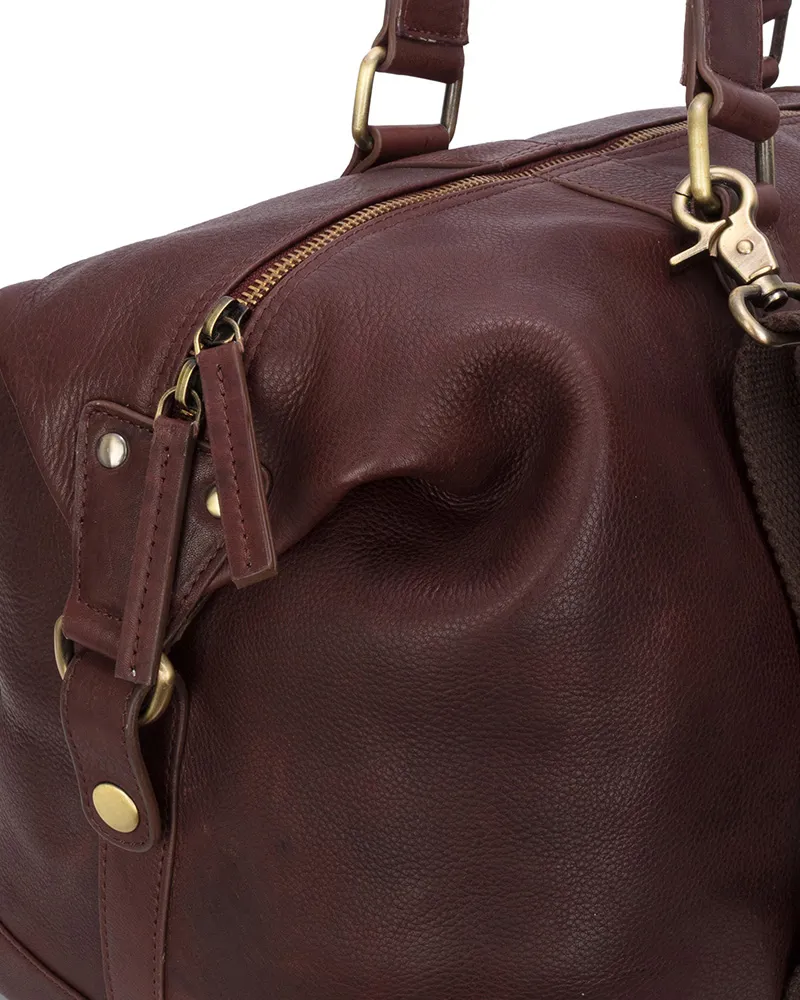Hoggs Of Fife Monarch Leather Carryon Holdall - Conker-3