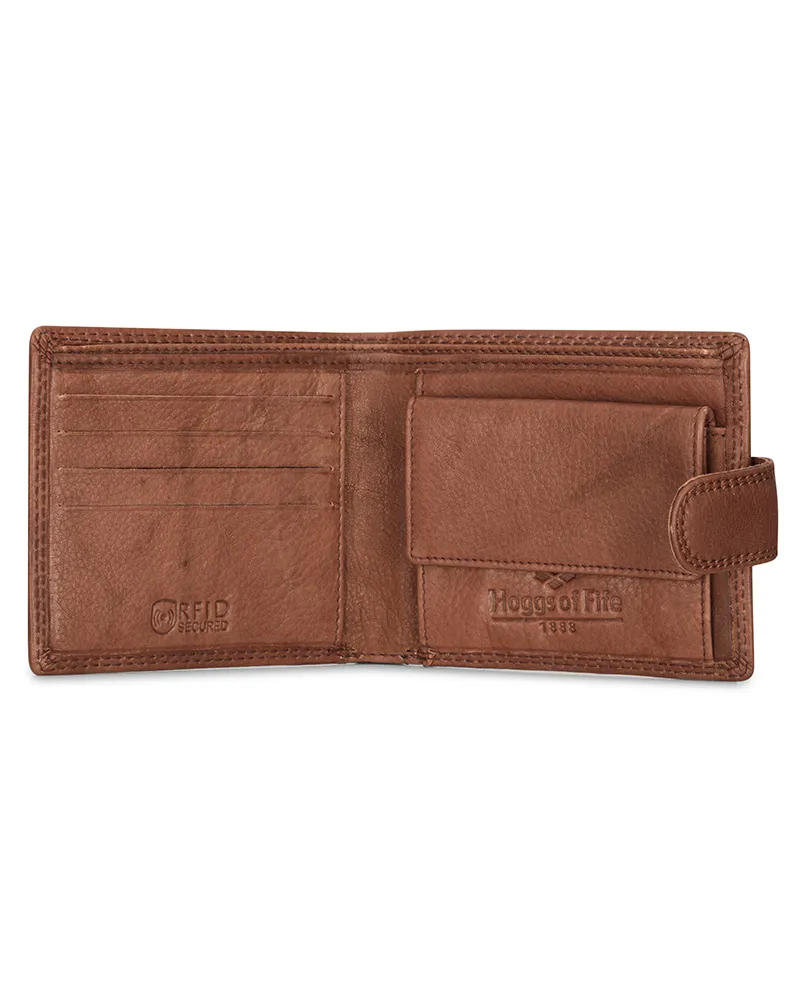 Hoggs Of Fife Monarch Leather Coin Wallet With Tab - Hazelnut-1