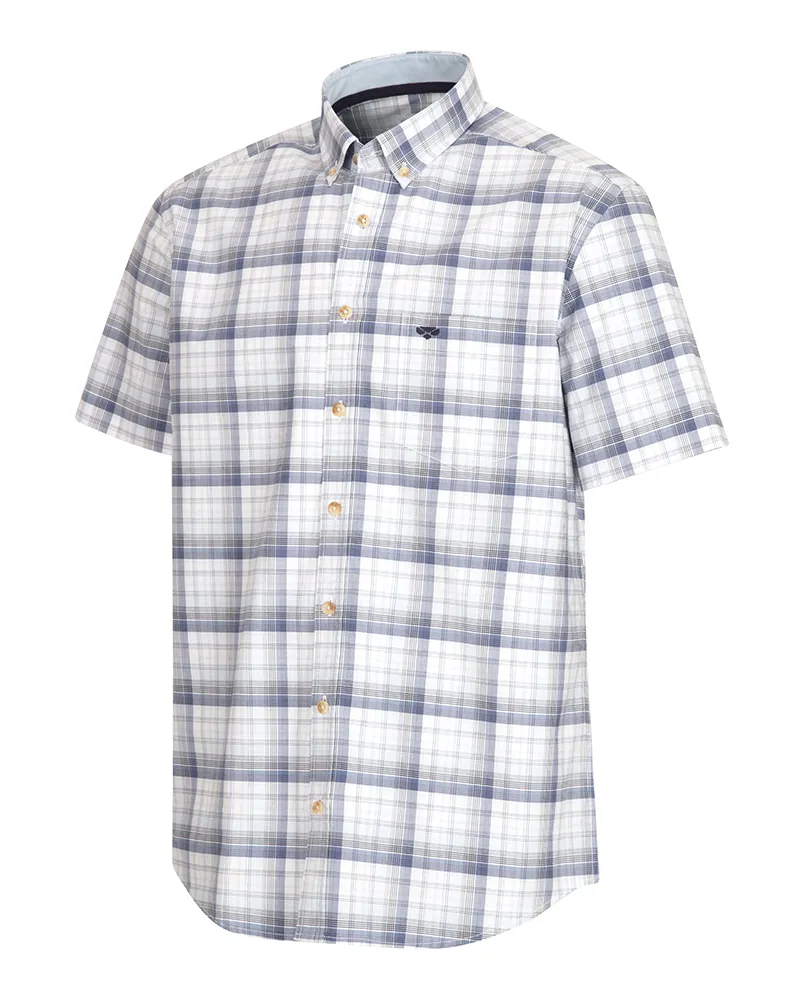 Hoggs Of Fife Tresness Short Sleeve Cotton Shirt - Blue Check