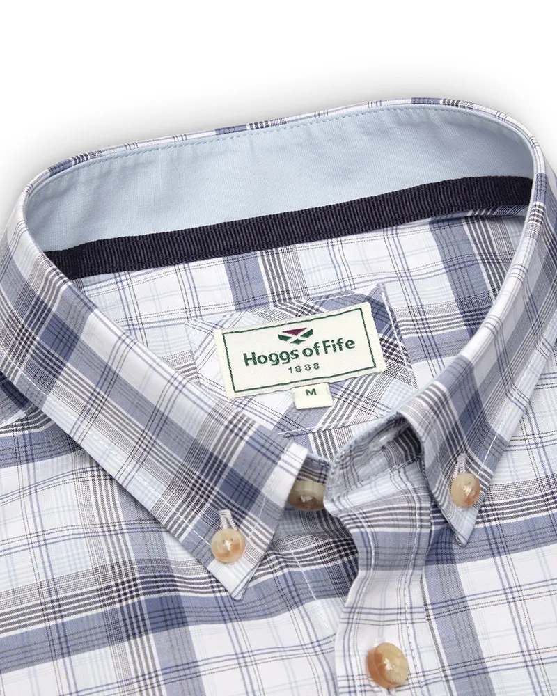Hoggs Of Fife Tresness Short Sleeve Cotton Shirt - Blue Check-1