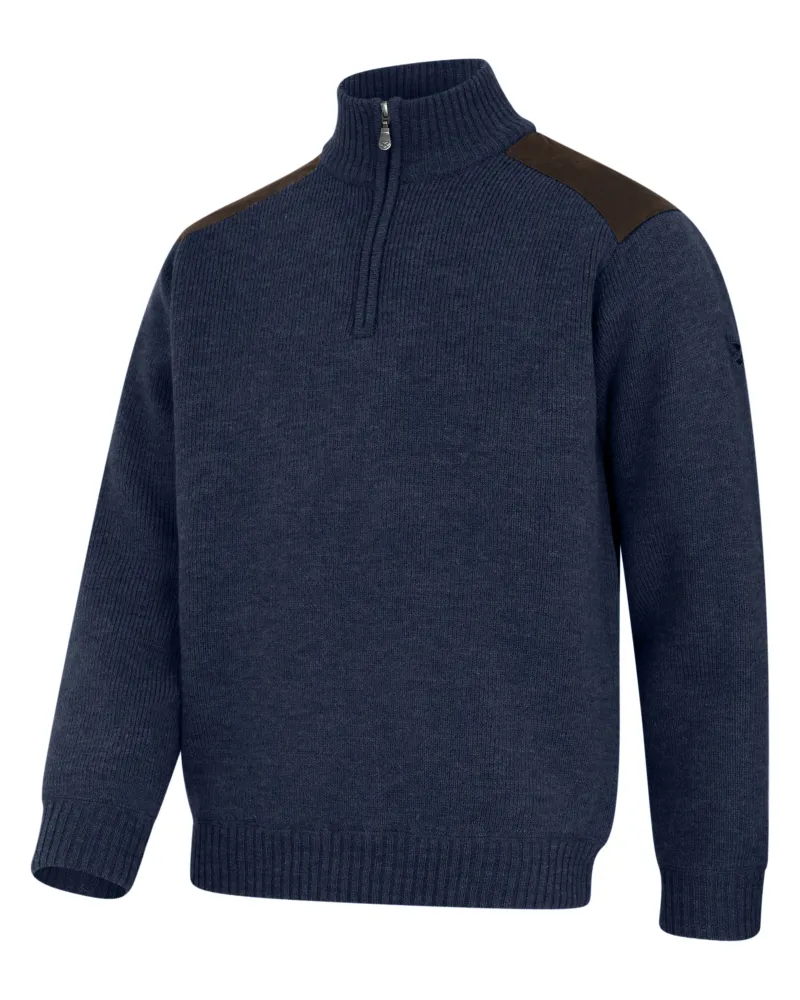 Hoggs Of Fife Hebrides II Zip Neck WP Pullover - Storm Blue