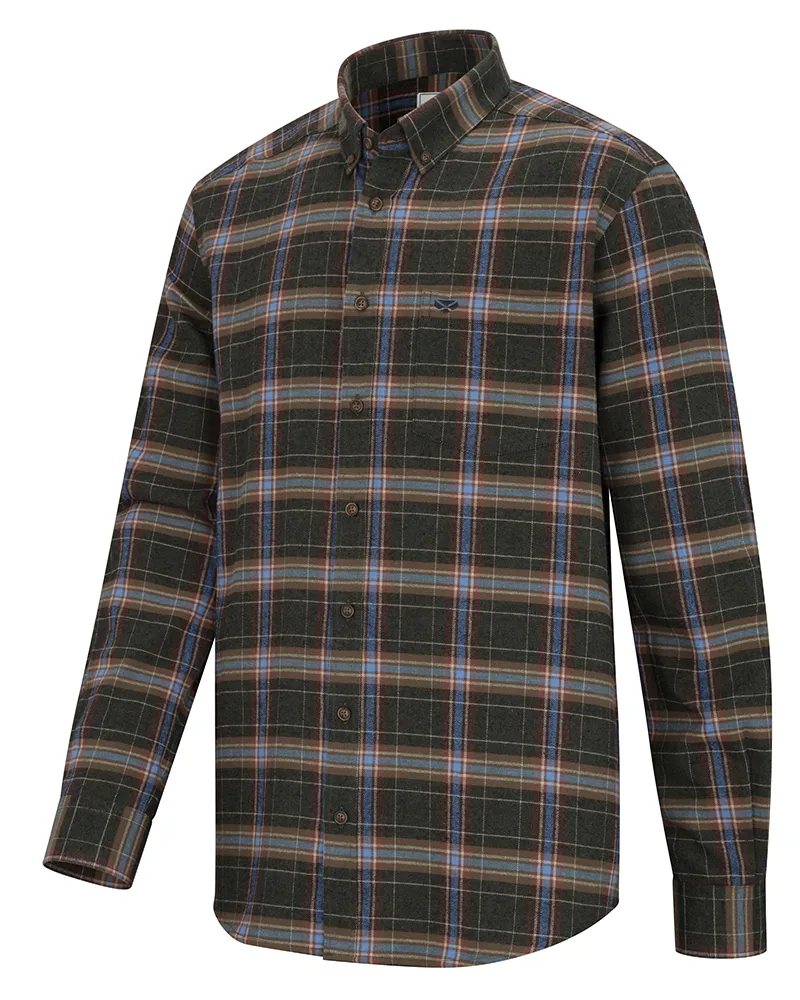 Hoggs Of Fife Pitlessie Button Down Flannel Shirt - Thyme/Cobbles