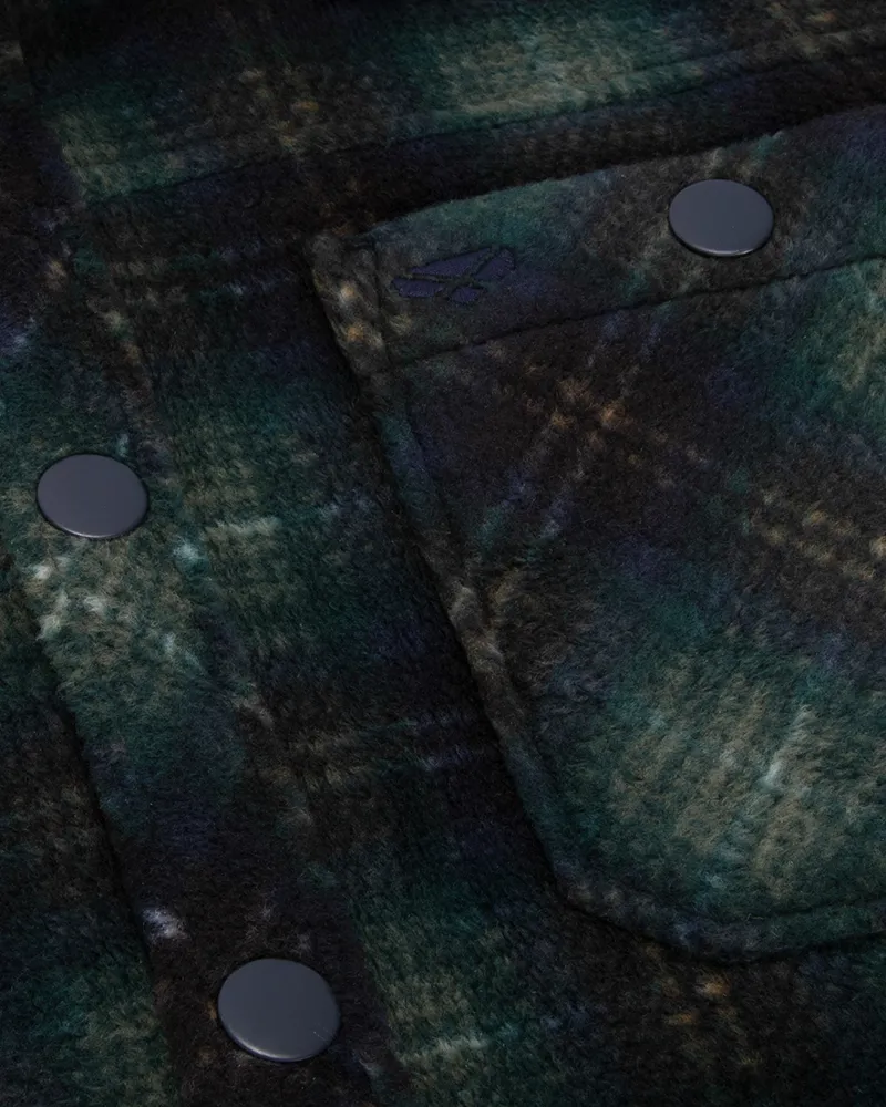 Hoggs Of Fife Broxburn Fleece Shacket - Navy/Green/Gold-4