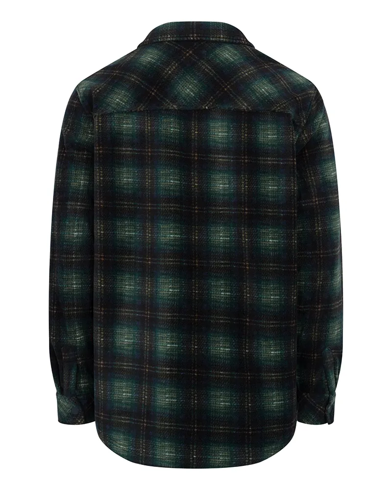 Hoggs Of Fife Broxburn Fleece Shacket - Navy/Green/Gold-2