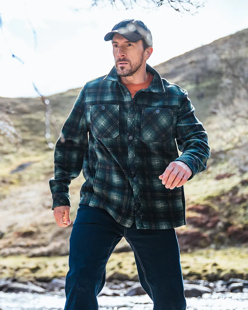 Hoggs Of Fife Broxburn Fleece Shacket - Navy/Green/Gold-1
