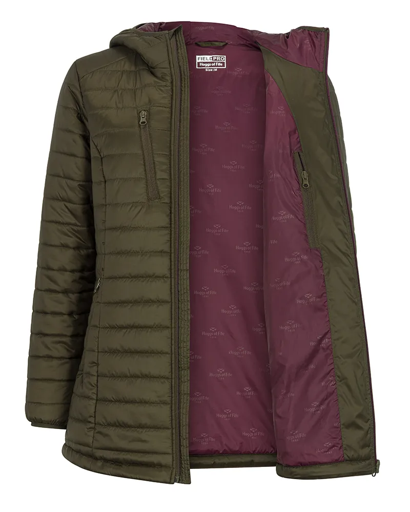 Hoggs Of Fife Kingston Ladies Hooded Jacket - Olive/Merlot-2