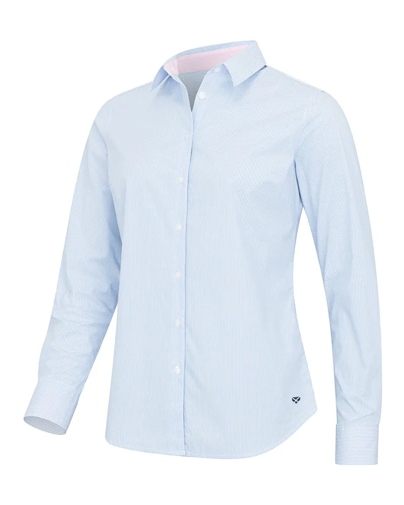 Hoggs Ingliston Ladies Stretch Stripe Shirt - Blue/White