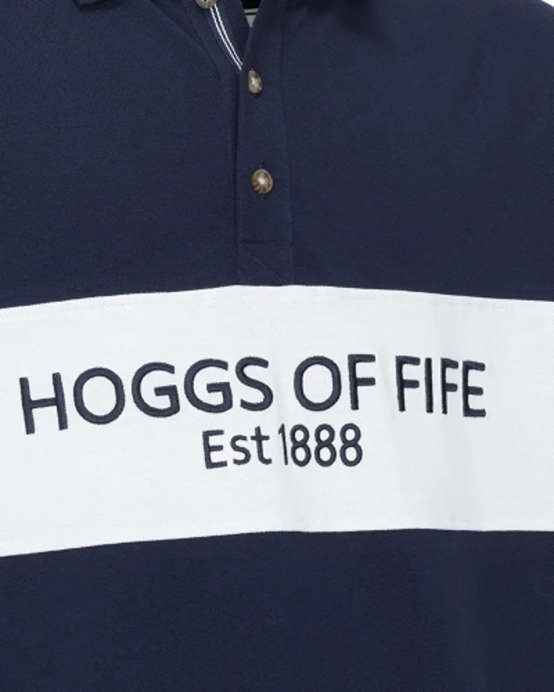 Hoggs Stewart Block Pique Polo Shirt - Navy-1